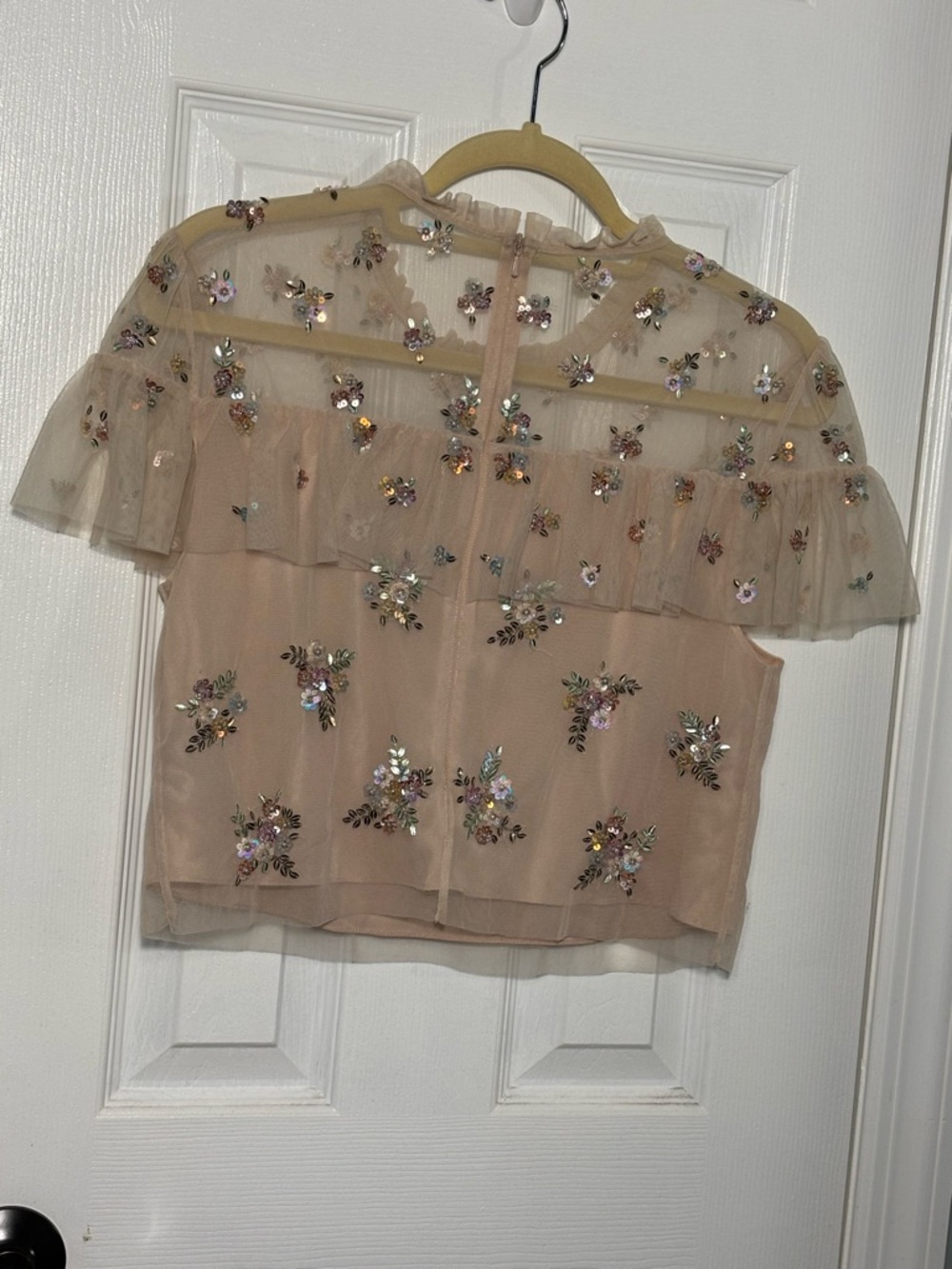 Needle & Thread Beaded Ruffle Mesh Top - Picture 3 of 4